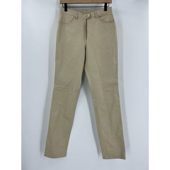 100% Italian made Leather Straight Leg Pants - size 28 - Picture 1 of 9